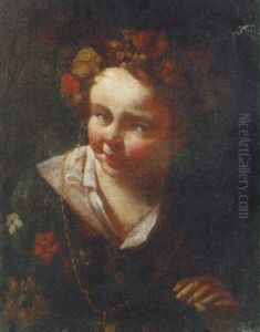 A Girl Wearing A Gold Chain And Flowers In Her Hair
