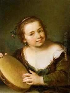 A Girl With A Tambourine by Domenico Maggiotto