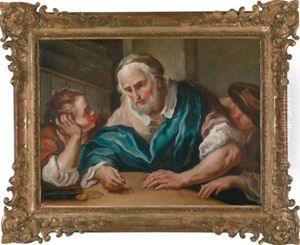 Ein Bartiger Mann Geldzahlend Mit Einem Madchen Und Einem Knaben by Francesco Maggiotto