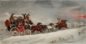 Worcester To London Coach In The Snow by John Charles Maggs