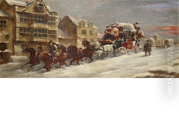 Mail Coach In Winter Snow - view 1