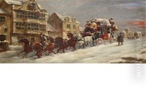Mail Coach In Winter Snow by John Charles Maggs