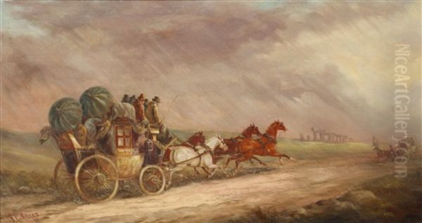 The Salisbury - London Mail Coach Passing Stonehenge - view 1