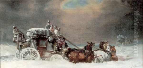 The Glasgow-london Royal Mail In Deep Snow - view 1