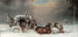 The Glasgow-london Royal Mail In Deep Snow by John Charles Maggs
