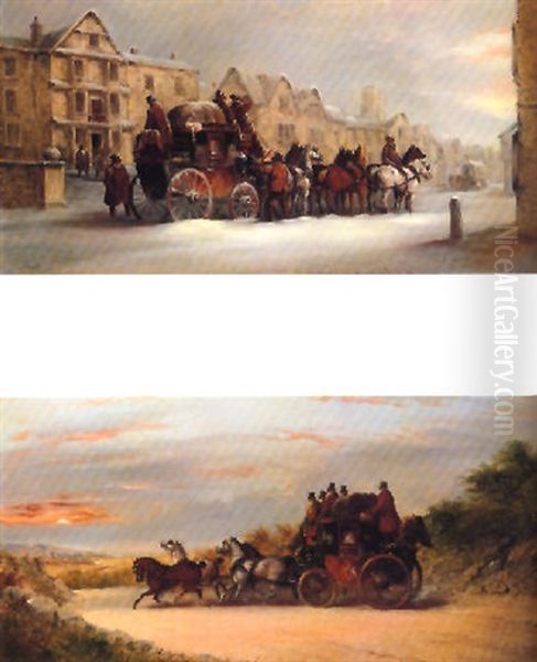 Stagecoach Outside An Inn, Winter - view 1