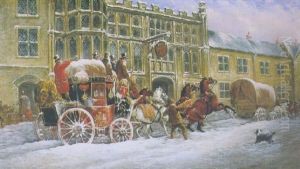 Royal Mail Coach In Winter Passing The George Inn by John Charles Maggs