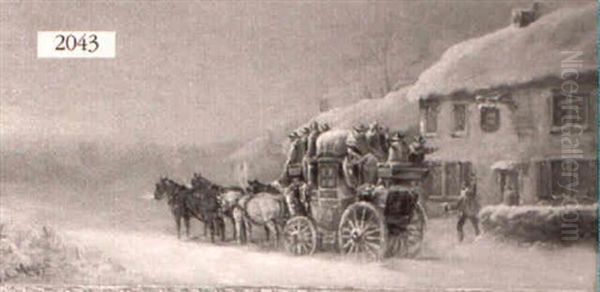English Carriage In Snowscape - view 1