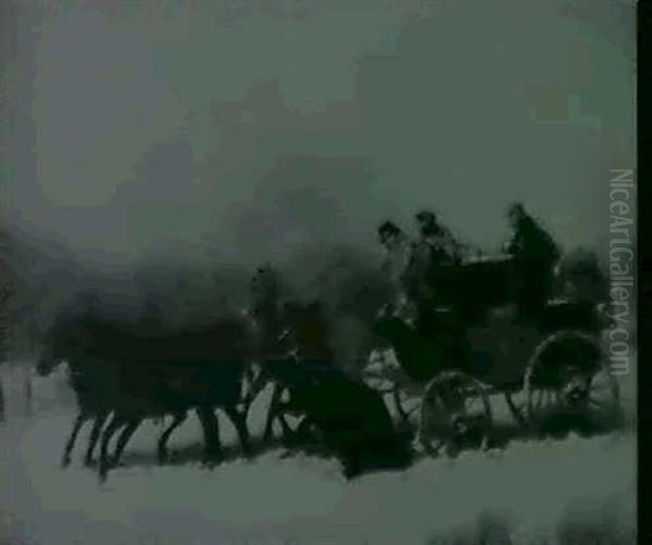 A Mail Coach On A Winter Road - view 1
