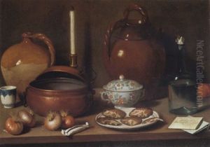 Nature Morte Aux Oignons, Coppa Et Lettre Sur Un Entablement