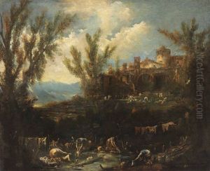 Paesaggio Con Architetture E Lavandaie