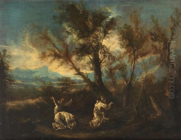 Monks Praying In A Landscape - view 1