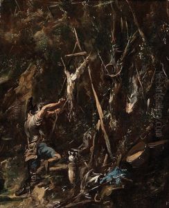 A Soldier Gutting An Animal by Alessandro Magnasco