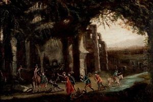 Personnages Au Pied De Ruines by Alessandro Magnasco