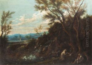 Saint Jerome En Priere Aupres D'une Cascade by Alessandro Magnasco