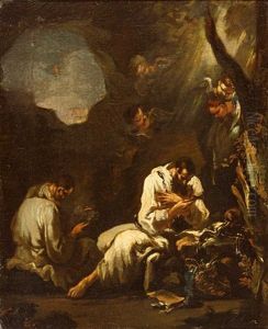 Monche In Verehrung Des Kruzifixes by Alessandro Magnasco