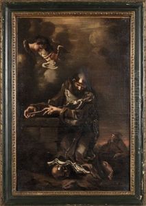 Frate In Adorazione Del Crocefisso by Alessandro Magnasco