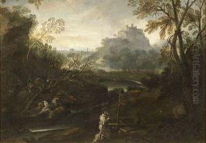 Paesaggio Con Frati In Preghiera by Alessandro Magnasco