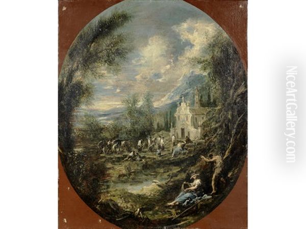 A Funeral Procession In A Mountainous Landscape - view 1