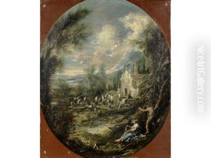 A Funeral Procession In A Mountainous Landscape by Alessandro Magnasco