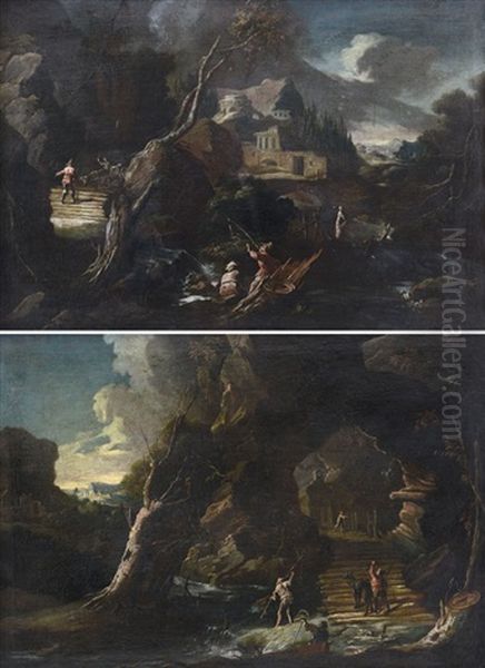Paesaggi Fluviali Con Figure (pair) - view 1