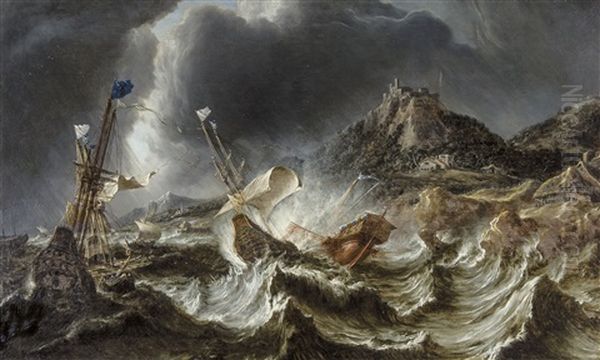 Scene De Naufrage Pres D'une Cote Rocheuse - view 1