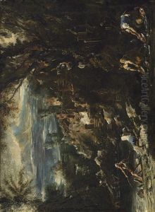 River Landscape With Angler And Laundresses