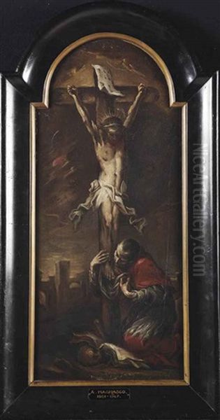 Christ On The Cross With Saint Karl Borromeus Mourning At His Feet - view 1