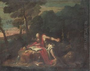 Den Helige Hieronimus I Landskap by Alessandro Magnasco