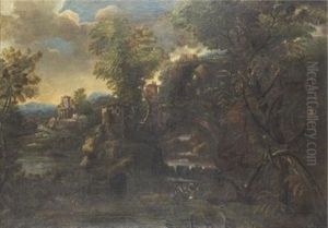 Klassicerande Landskap Med Figurer by Alessandro Magnasco