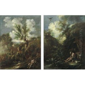 Paesaggio Con Maddalena Penitente (+ Paesaggio Con Santo Eremita, Smllr; Pair) by Alessandro Magnasco