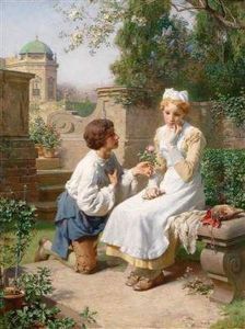Romantische Szene Im Garten Des Belvedere by Julius Victor Berger