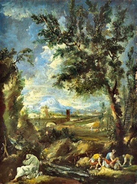Gebirgige Landschaft Mit Figuren - view 1
