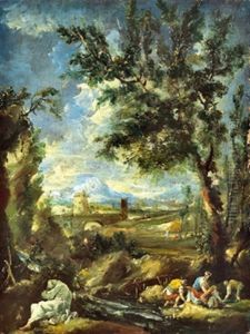 Gebirgige Landschaft Mit Figuren Gebirgige Landschaft Mit Figuren