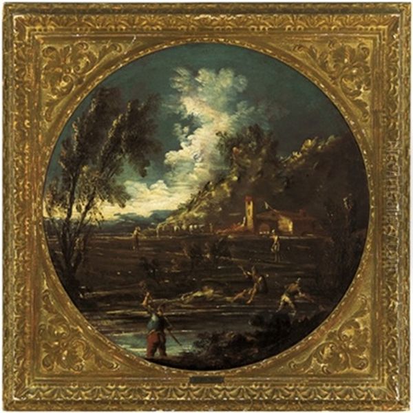 Pescatori In Un Paesaggio (+ Figure Presso Un Fiume; Pair) - view 1
