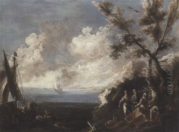 A Coastal Landscape With Fishermen And Other Figures - view 1