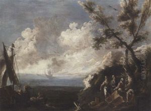 A Coastal Landscape With Fishermen And Other Figures A Coastal Landscape With Fishermen And Other Figures