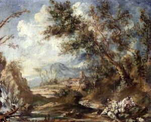 Landschaft Mit Zwei Betenden Monchen