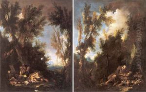 Sant'antonio Eremita, In Preghiera In Un Bosco by Alessandro Magnasco