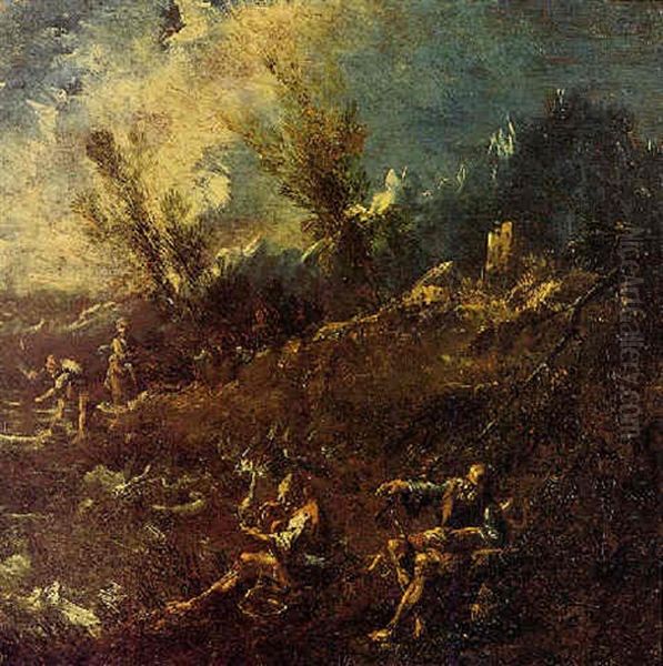 Paesaggio Con Figure Sulla Riva Di Un Fiume - view 1