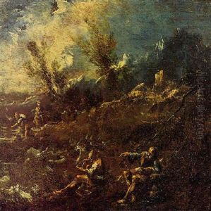 Paesaggio Con Figure Sulla Riva Di Un Fiume by Alessandro Magnasco