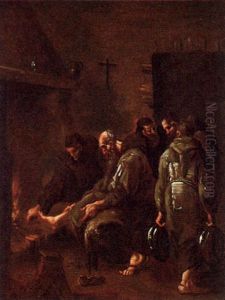 Monche Vor Einem Kamin by Alessandro Magnasco