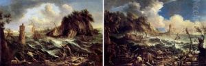 Frati Che Scongiurano La Tempesta by Alessandro Magnasco
