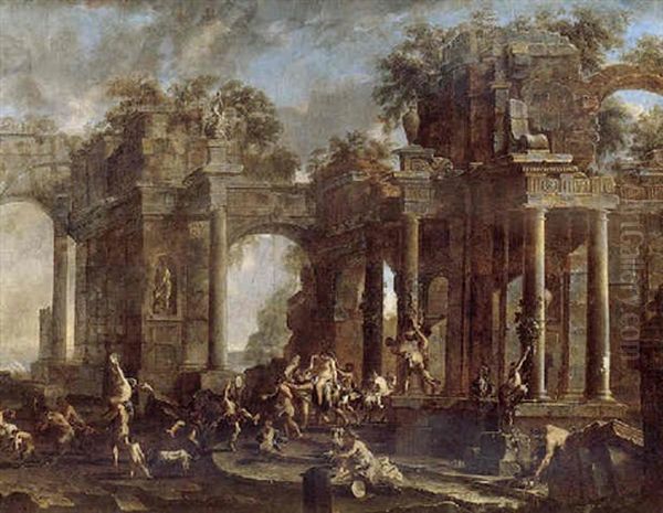 An Architectural Capriccio With A Bacchanalian Scene - view 1