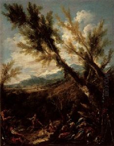 Landscape With Soldiers Resting by Alessandro Magnasco