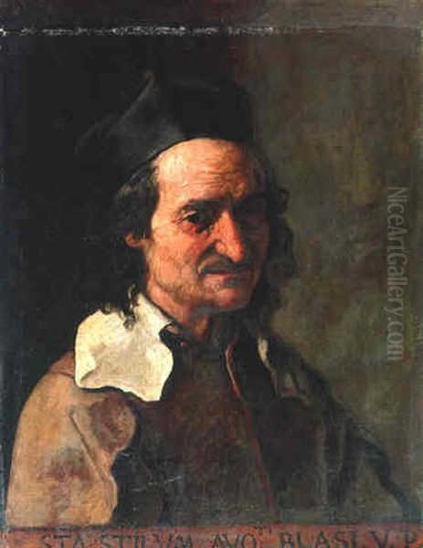 Portrait Of A Priest, Bust-length, In A Black Biretta And A Brown Coat - view 1