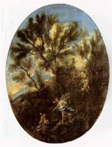 Landscape With An Angel Appearing To A Hermit by Alessandro Magnasco
