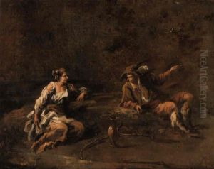 A Peasant Couple Resting In A Landscape by Alessandro Magnasco