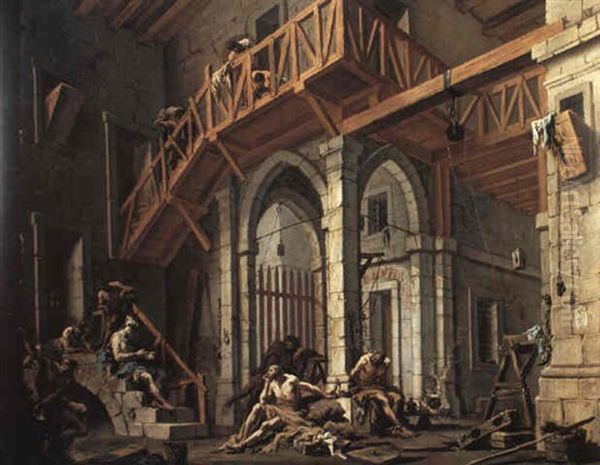 Interior Of A Prison With Joseph Interpreting Dreams - view 1