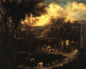 Paesaggio Con Cantastorie E Pellegrini